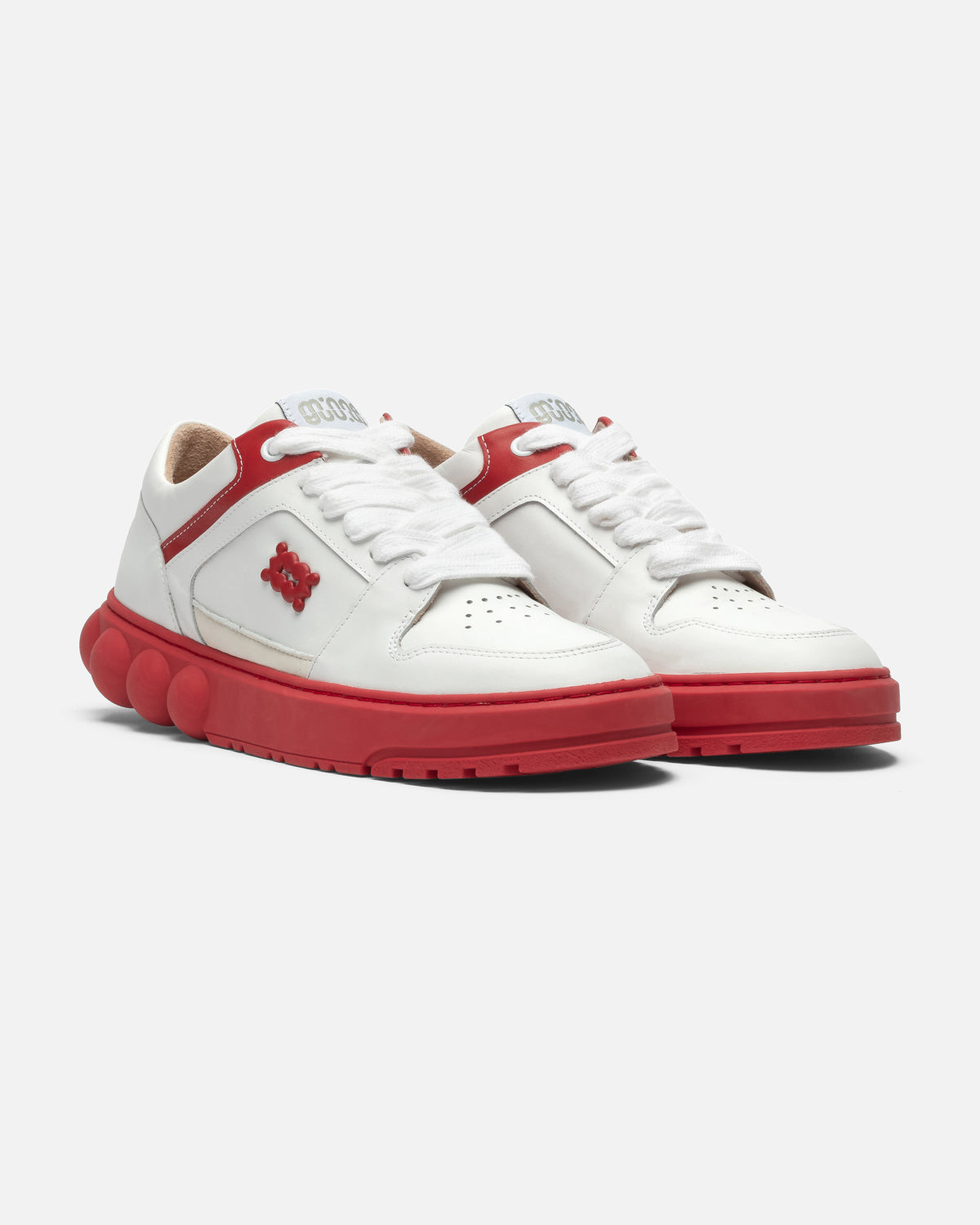Oyster Red/White Leather